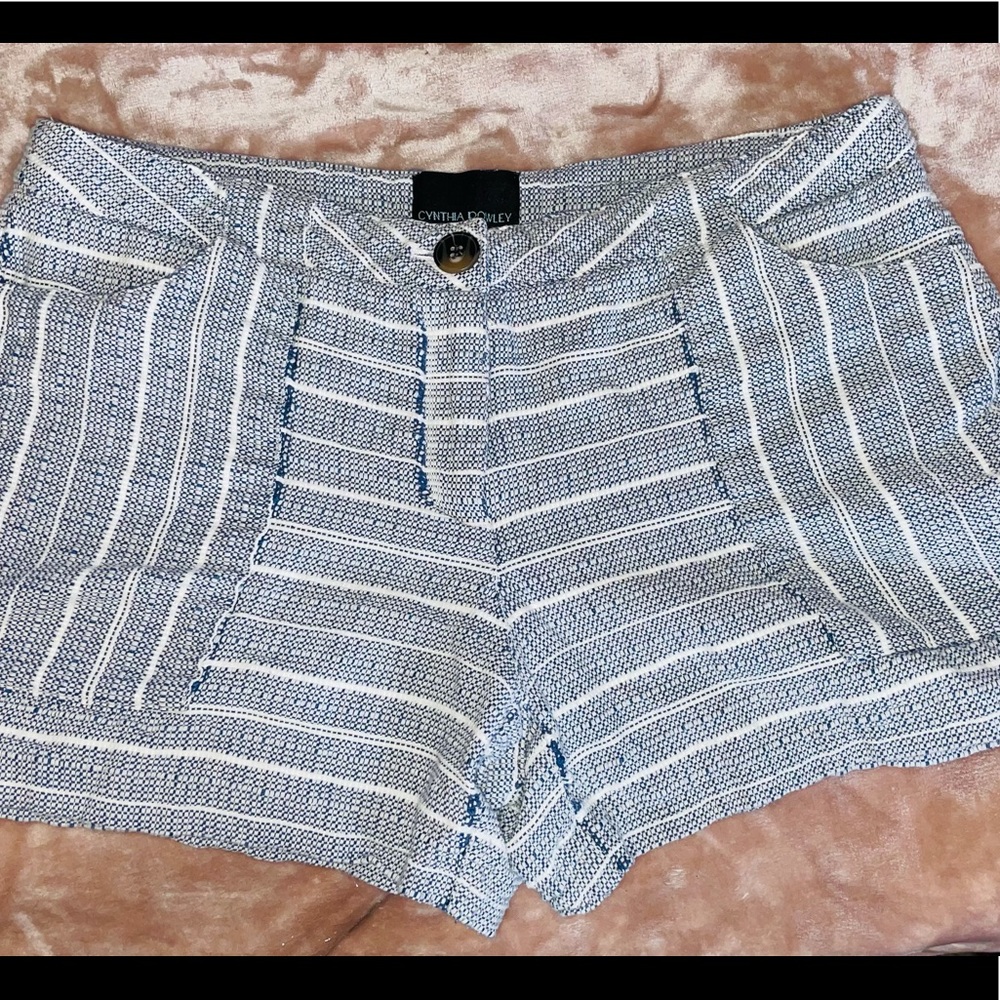 Blue and white knit shorts